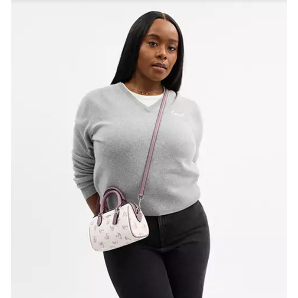 Coach Mini Rowan Crossbody Bag With Floral Print In Canvas/Chalk CAL69 NWT - Picture 11 of 12